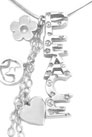 Embossed Peace Necklace with Hanging Charms