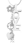 Sleek Finished Love Necklace with Hanging Charms